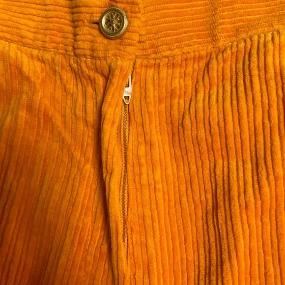 Vtg 70s 80s Ladies Orange Cotton Corduroy Shorts Womens 13-14 High Waisted Beach - Picture 5 of 7